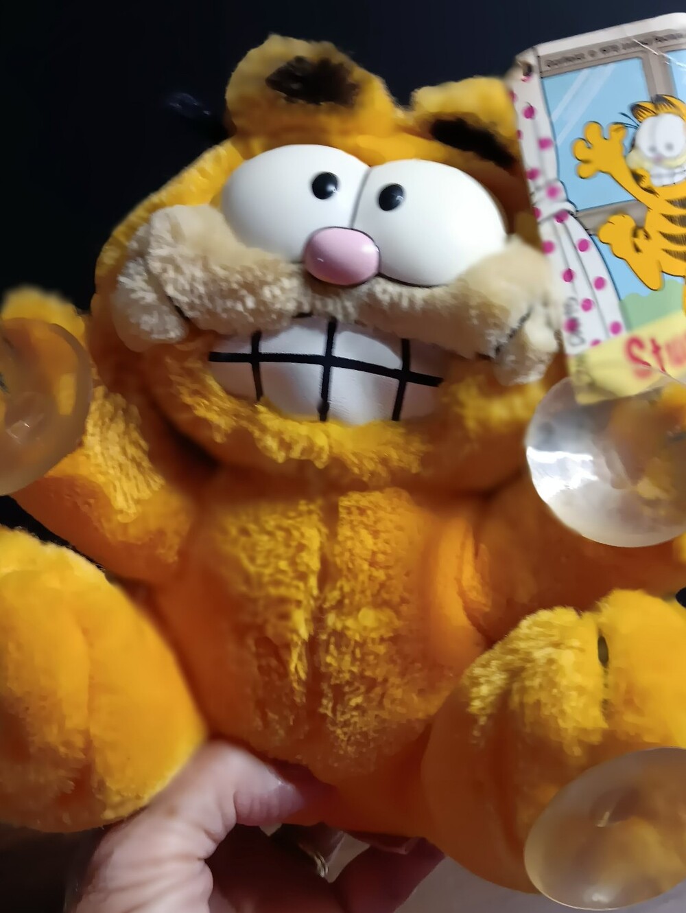 Vintage 1981 Attack Cat Garfield Hanging Suctoon Cup Plush- Spinning Head